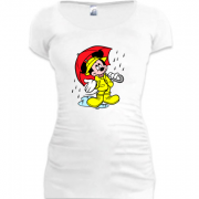 Женская удлиненная футболка Мики с зонтиком