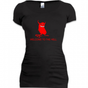 Женская удлиненная футболка Добро пожаловать в ад