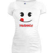Женская удлиненная футболка "Улыбочку"