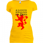 Женская удлиненная футболка a lannister always pays his debts