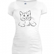Женская удлиненная футболка с котенком
