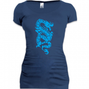 Женская удлиненная футболка Голубой дракон