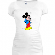 Женская удлиненная футболка с Мики 4
