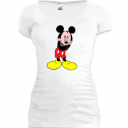 Женская удлиненная футболка Застенчевый Мики Маус