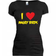Женская удлиненная футболка "I love Angry Birds"
