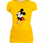 Женская удлиненная футболка Грустный Мики Маус