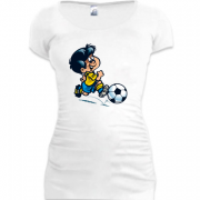 Женская удлиненная футболка Мальчик-футболист