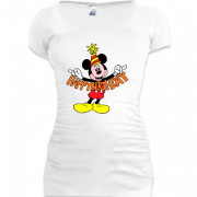 Женская удлиненная футболка Mickey Happy birthday