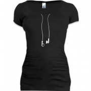 Женская удлиненная футболка с рисунком "наушники"