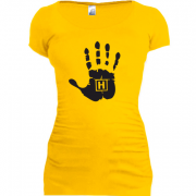 Женская удлиненная футболка Отпечаток руки