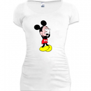 Женская удлиненная футболка смущенный Мики Маус