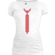 Женская удлиненная футболка с галстуком 2