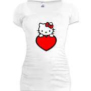 Женская удлиненная футболка Kitty on board
