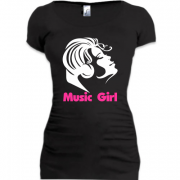 Женская удлиненная футболка Music Girl