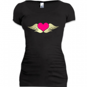 Женская удлиненная футболка Сердце с крыльями