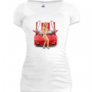 Женская удлиненная футболка Sport car