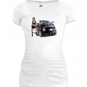 Женская удлиненная футболка Police car