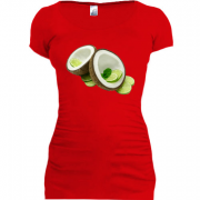 Женская удлиненная футболка Кокос с лаймом
