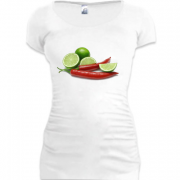 Женская удлиненная футболка Лайм и перец