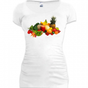 Женская удлиненная футболка с фруктово-овощным букетом