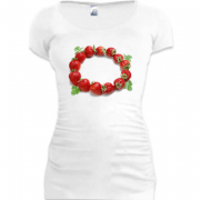 Женская удлиненная футболка с клубничным венком