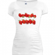 Женская удлиненная футболка с клубникой 4
