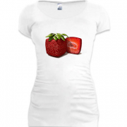Женская удлиненная футболка Квадратная клубника