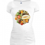 Женская удлиненная футболка с фруктовой вазой