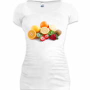 Подовжена футболка з фруктовим букетом