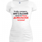 Женская удлиненная футболка Ангельский характер