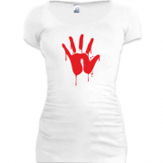 Женская удлиненная футболка Кровавый отпечаток