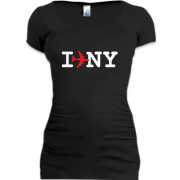 Женская удлиненная футболка Я лечу в Нью-Йорк