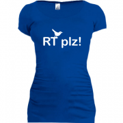 Женская удлиненная футболка Twitter RT PLZ!