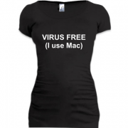 Женская удлиненная футболка Virus free (I use Mac)