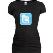 Женская удлиненная футболка с иконкой Twitter