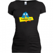 Женская удлиненная футболка Follow me (Твиттер)