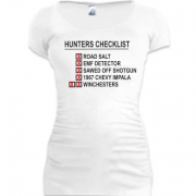 Женская удлиненная футболка с принтом  "Hunters checklist"