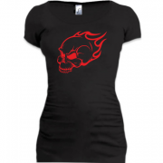 Женская удлиненная футболка "Flaming Skull"