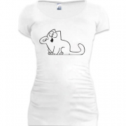 Женская удлиненная футболка "Голодный Кот Саймона"