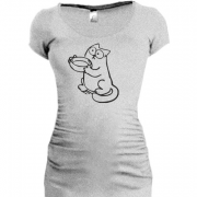 Женская удлиненная футболка с голодным Котом Саймона