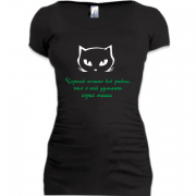 Женская удлиненная футболка Черная кошка