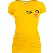Женская удлиненная футболка кошачья мордашка