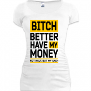 Женская удлиненная футболка Have my Money