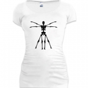 Женская удлиненная футболка Скелет-Да-Винчи