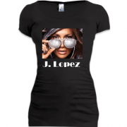 Женская удлиненная футболка Jennifer Lynn Lopez в очках
