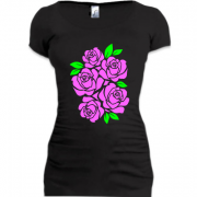 Женская удлиненная футболка с розами
