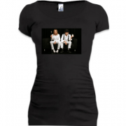 Женская удлиненная футболка БИ - 2 (в белом)