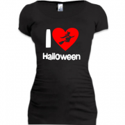 Женская удлиненная футболка I love Halloween