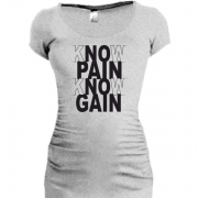 Женская удлиненная футболка Know pain - Know gain
