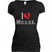 Женская удлиненная футболка "Я люблю Хауса"